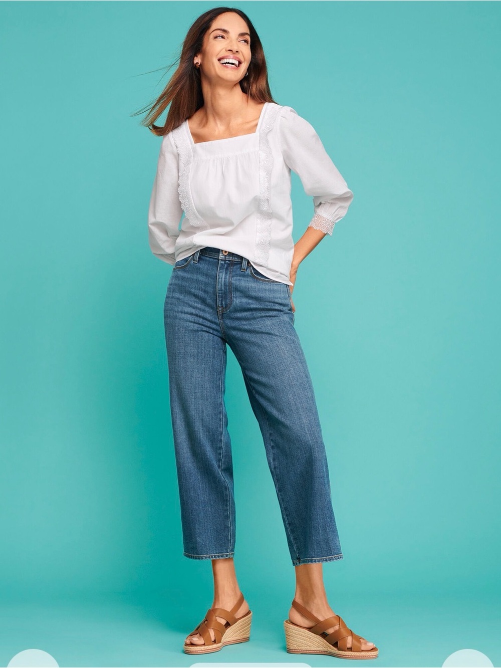 Talbots- Stovepipe Jeans - Mid-Rise Straight Crop Jeans in Pacific Wash Denim